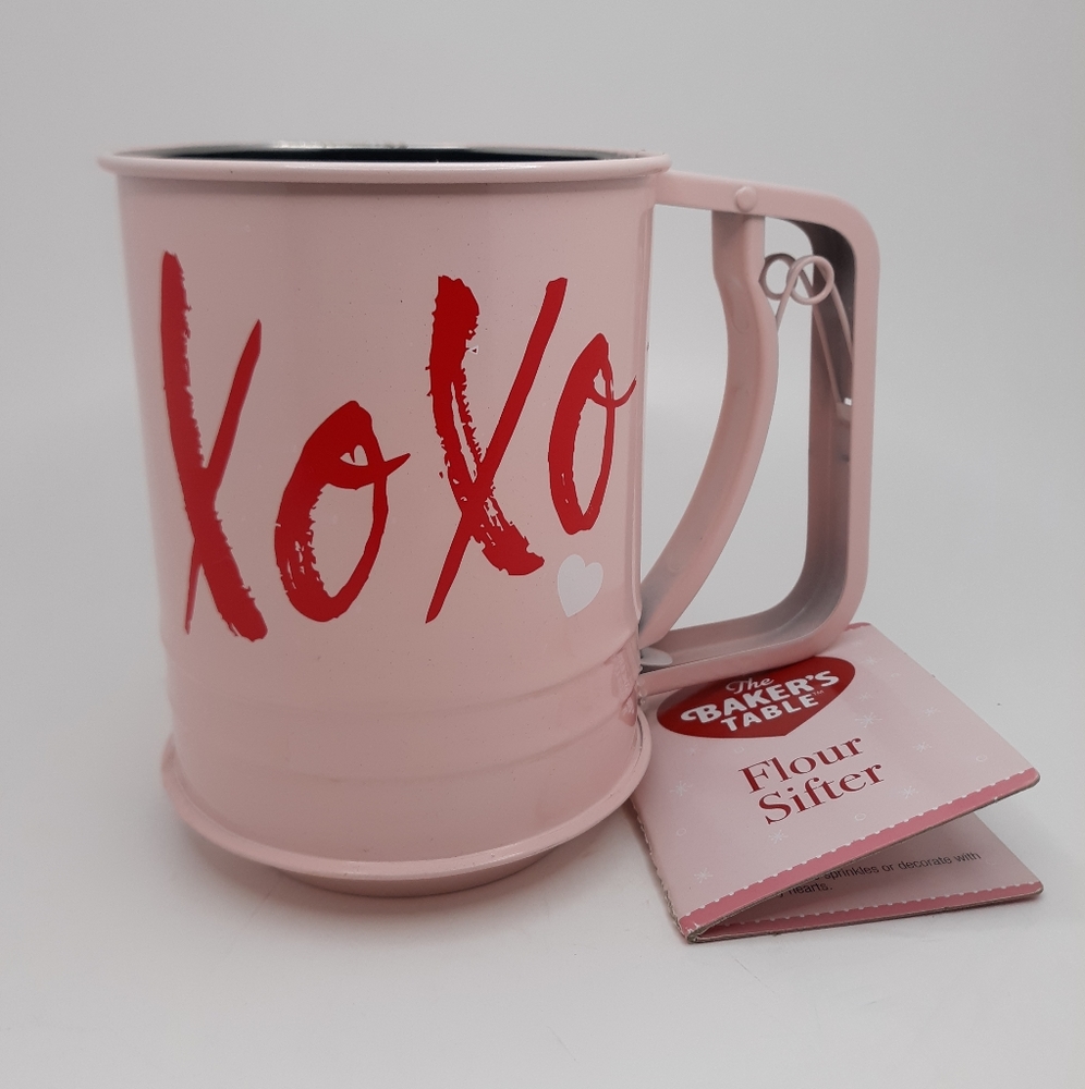 Metal Flour Sifter Pink Valentine's Day XOXO Design